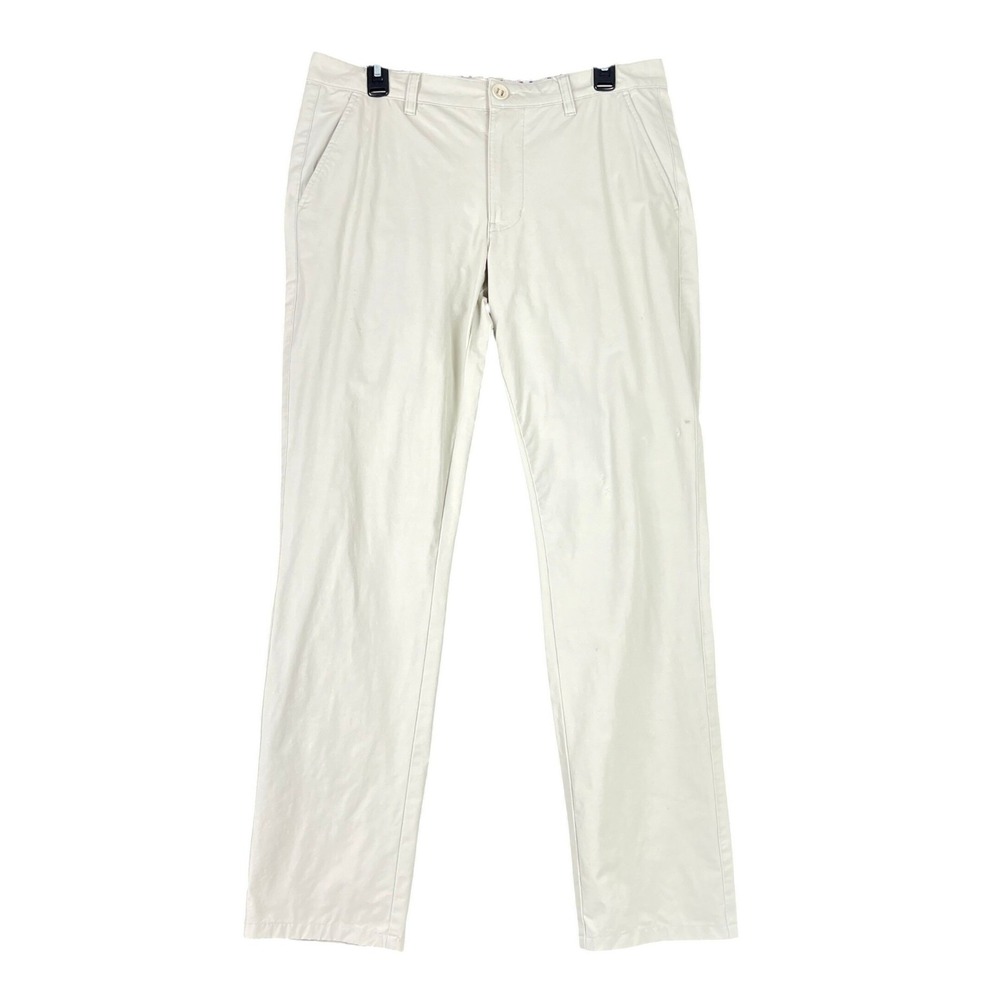 HUK Mens Chinos Khaki Flat Front Casual‎ Pants Size 34x32 Coastal Preppy